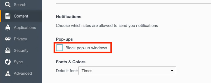 Sbarazzati di Pop Up Blocker su Mac Firefox