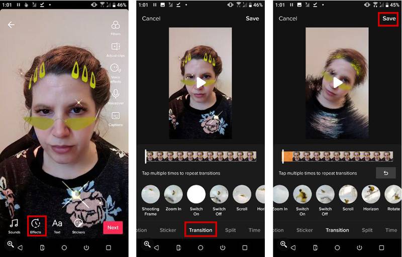 Esegui una transizione semplice su Tiktok