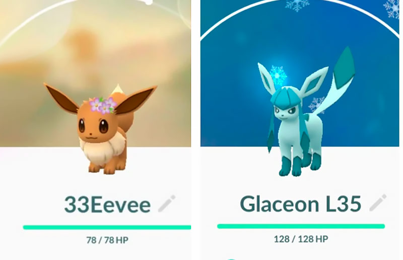 Eevee a Glaceon