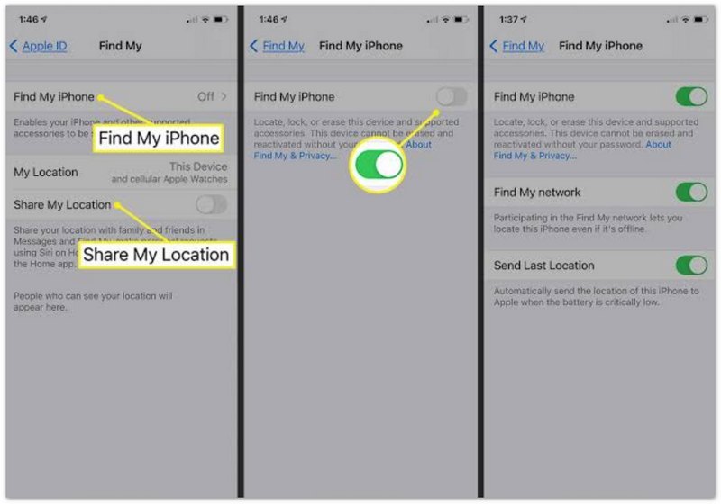 Turn On Find My iPhone Features