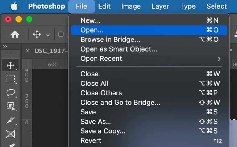 Open an Image in Photoshop