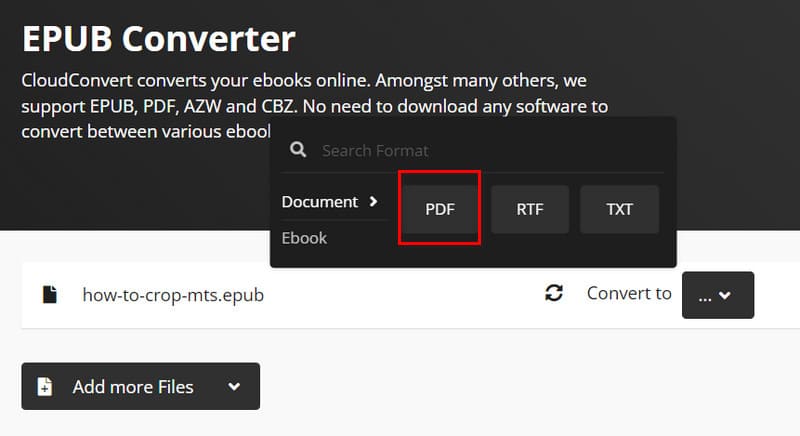 Cloudconvert Choose Pdf