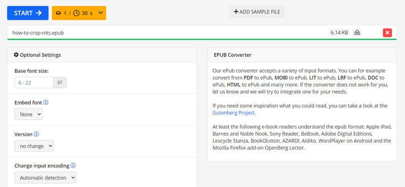 Online Convert Adjust Epub