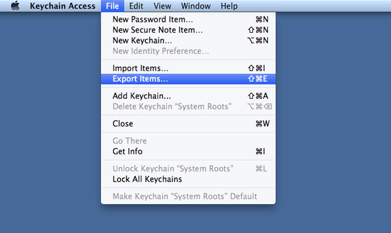 Exportera iCloud Keychain Mac Keychain Access