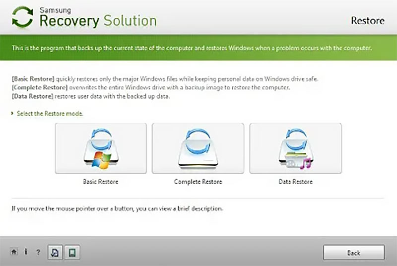 Samsung Recovery Solution Complete Restore