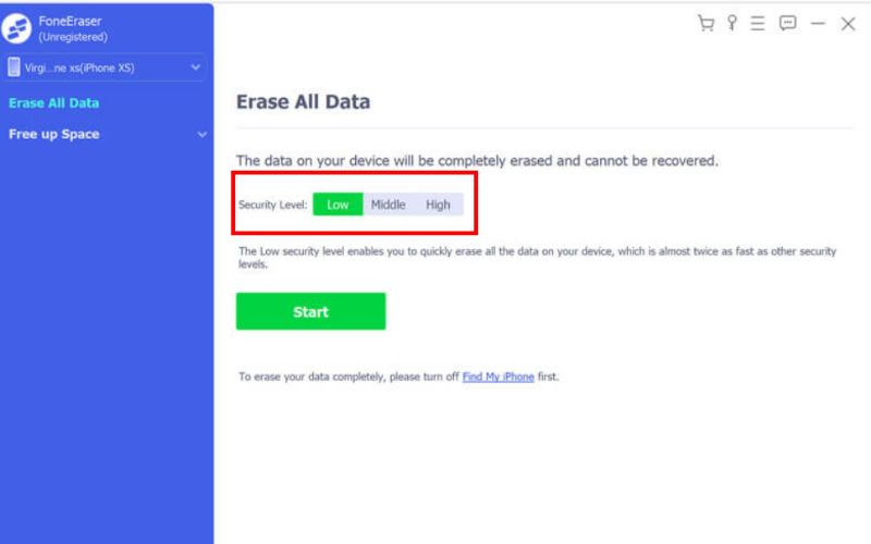 Choose Erasing Level