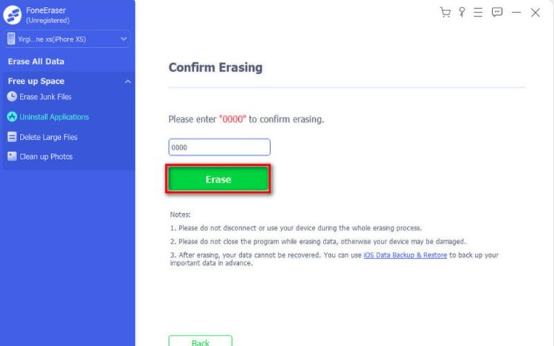 Click Erase Button