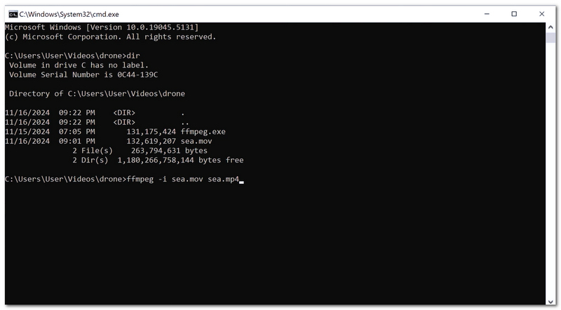 Enter Mov To Mp4 Command