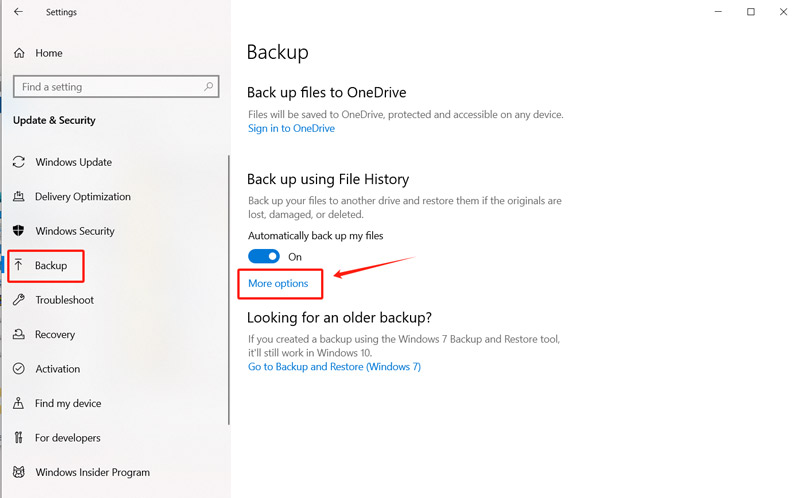 Back Up Using File History Windows 10
