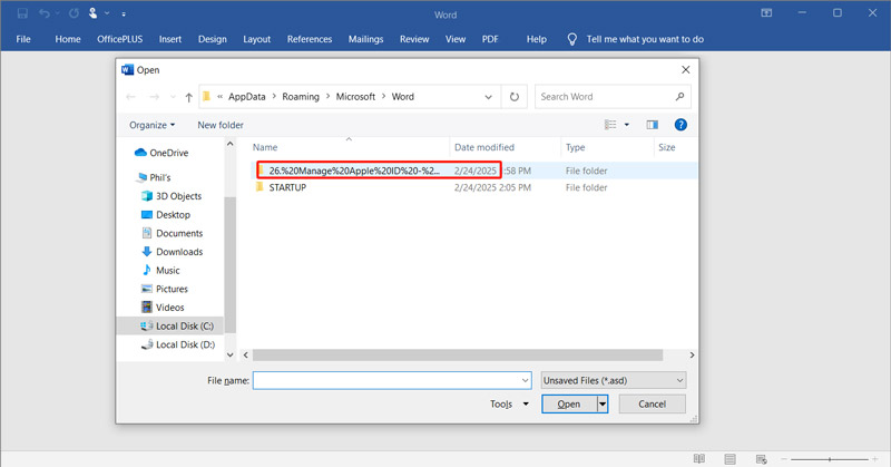 Find Unsaved Documents In Word