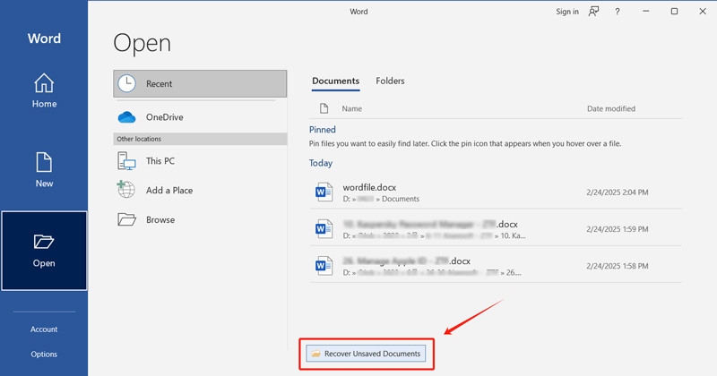 Recover Unsaved Documents Microsoft Word 2016