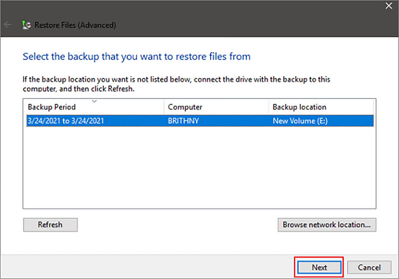 Recover Using Backup And Restore Windows 7