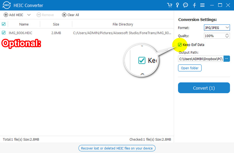 Uchovávejte data EXIF ​​na obrázku