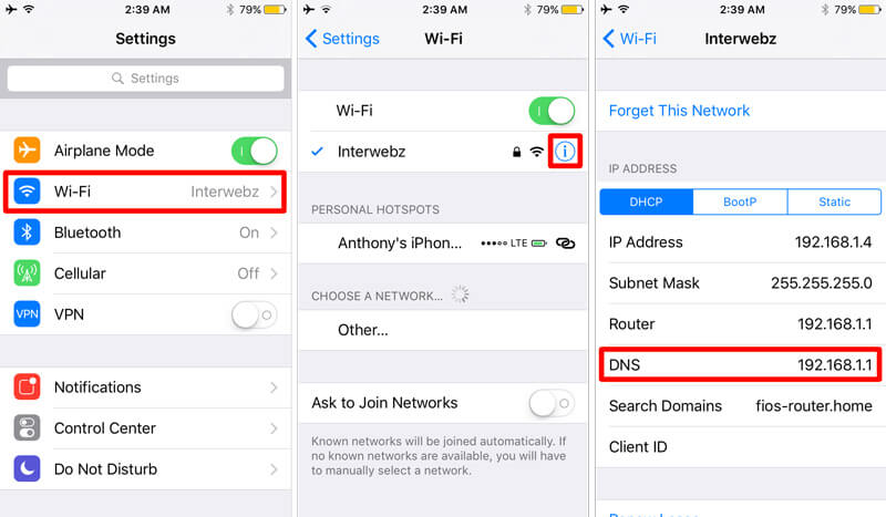 Change DNS on iPhone