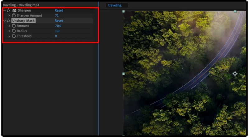 Adjust Unsharp Mask Settings