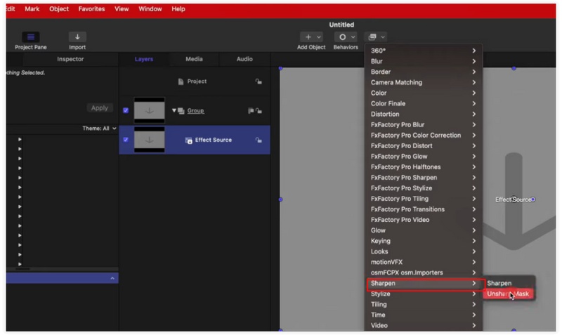 Select Sharpen Effects