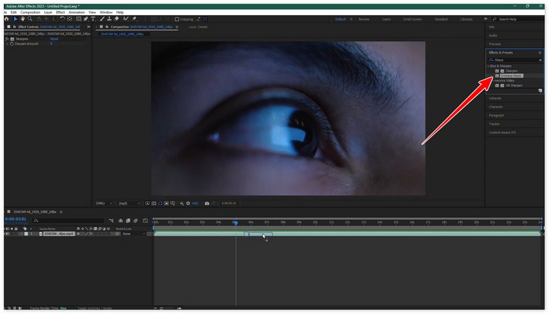 Przeciągnij maskę wyostrzającą w programie After Effect