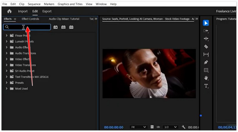 Wyszukaj narzędzie Wyostrzanie w programie Adobe