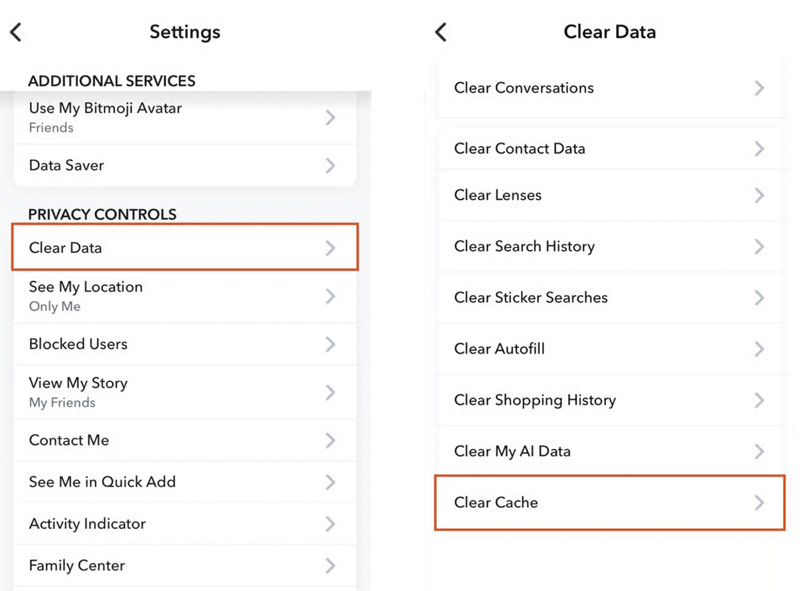 Clear Snapchat App Cache