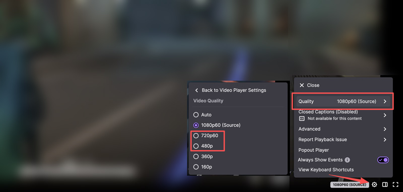 Lower Twitch Stream Video Quality