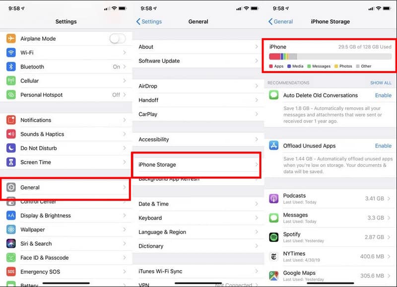 iPhone Settingss General iPhone Storage