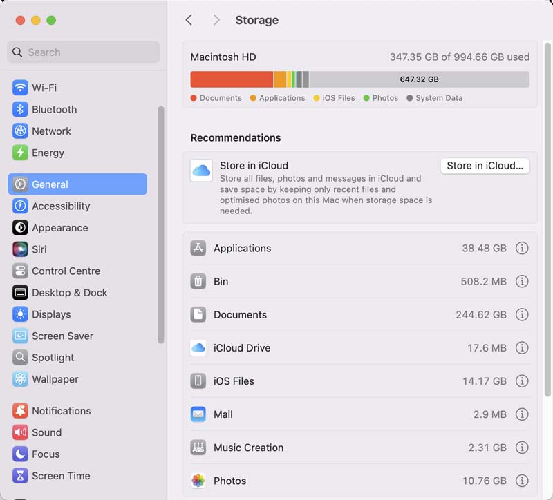 Check Mac Disk Storage Usages