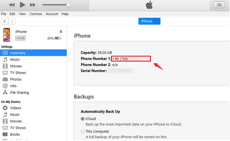 Najděte zamčené číslo IMEI pro iPhone z iTunes