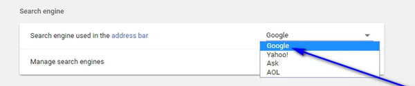 Search Engine Used in Address Bar Chrome