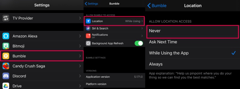 Ukryj lokalizację w Bumble na iPhonie