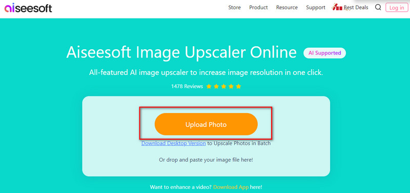 Aiseesoft Image Upscaler Online Add Photo