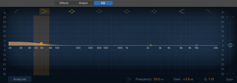 Adjust EQ in GarageBand