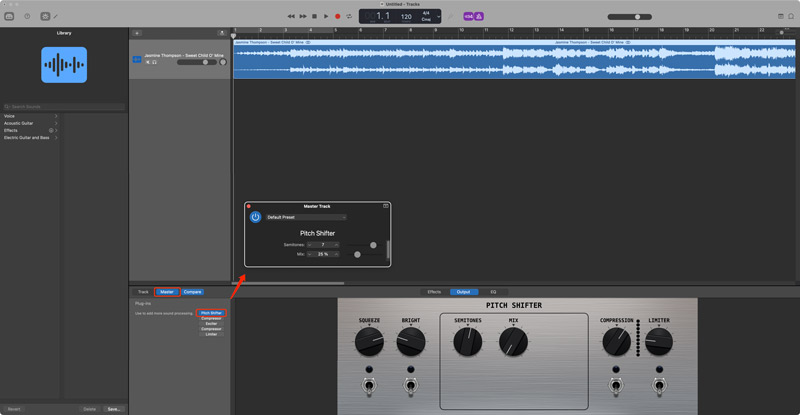 Rimuovi la voce da una canzone con GarageBand