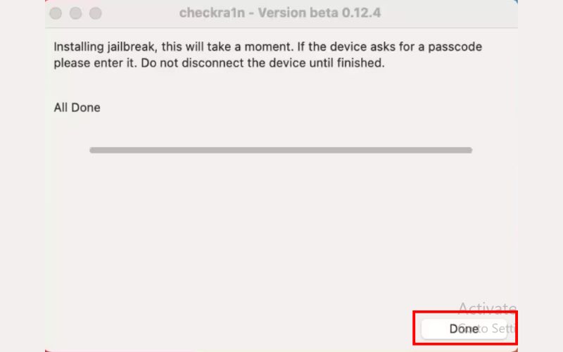 Click Done Jailbreaking