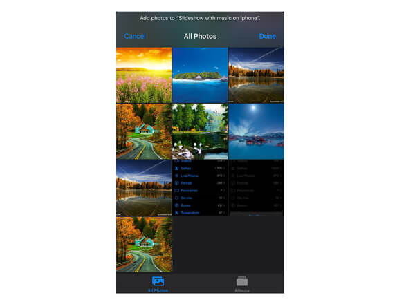 Add photos and videos into the slideshow album