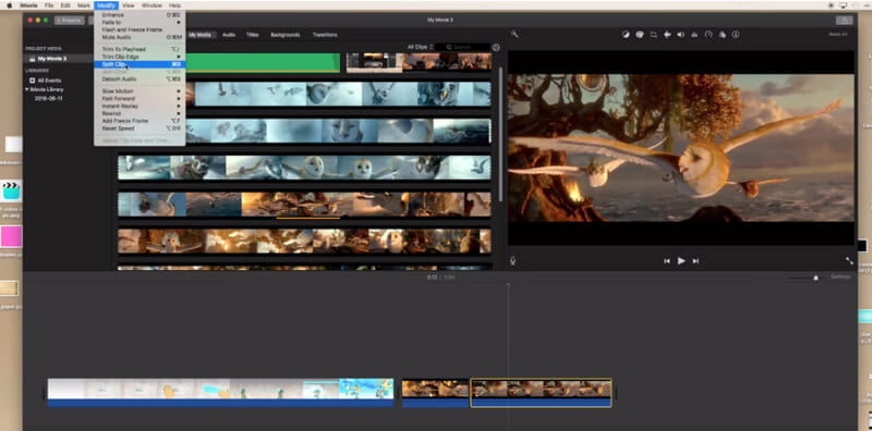 Split video in imovie