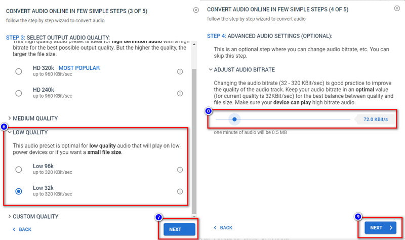 Choose Low Quality And Chnage Bitrate