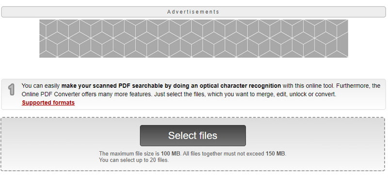 Online2PDF Valitse tiedostot, joista voi hakea PDF