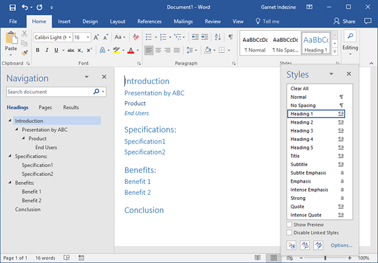 how to make presentation in word