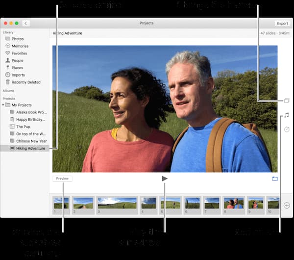 iPhoto Diavetítés Mac számítógépen