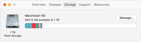 Gestisci spazio di archiviazione Mac