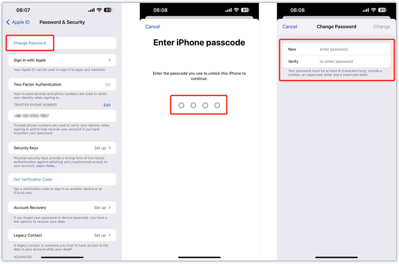 Administrer Apple ID-passordet ditt