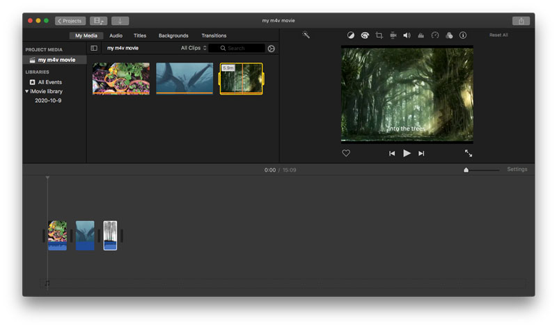 Az iMovie egyesíti az M4V-t