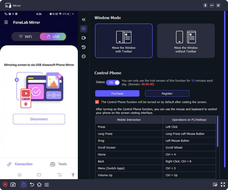 Android-mirroring op pc