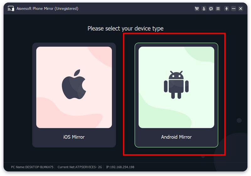 Nyissa meg az Android Mirror alkalmazást