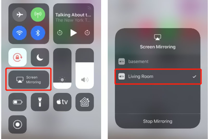 Αντικατοπτρισμός οθόνης iPhone σε προβολέα AirPlay