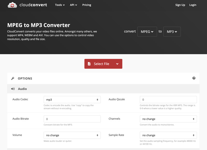 CloudConvert MPEG to MP3 Converter online