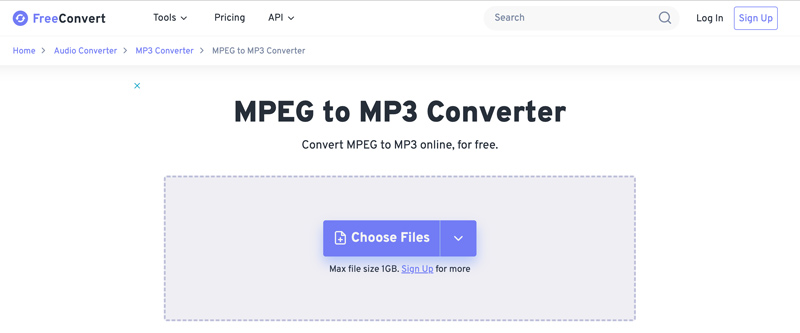 FreeConvert MPEG 到 MP3 转换器