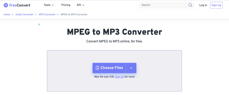 FreeConvert Konwerter MPEG na MP3