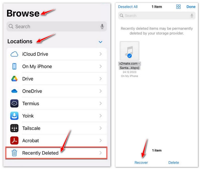 Recover Lost Audio from iPhone Recently Deleted