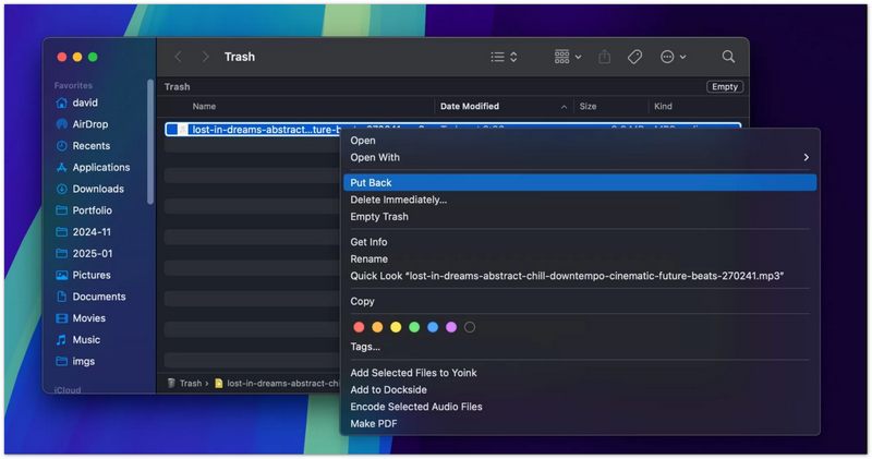 Retrieve Music from Trash on Mac